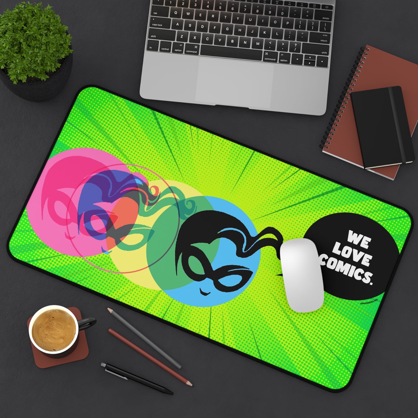 Green Masked Vigilante We Love Comics ComicBooked! Desk Mat