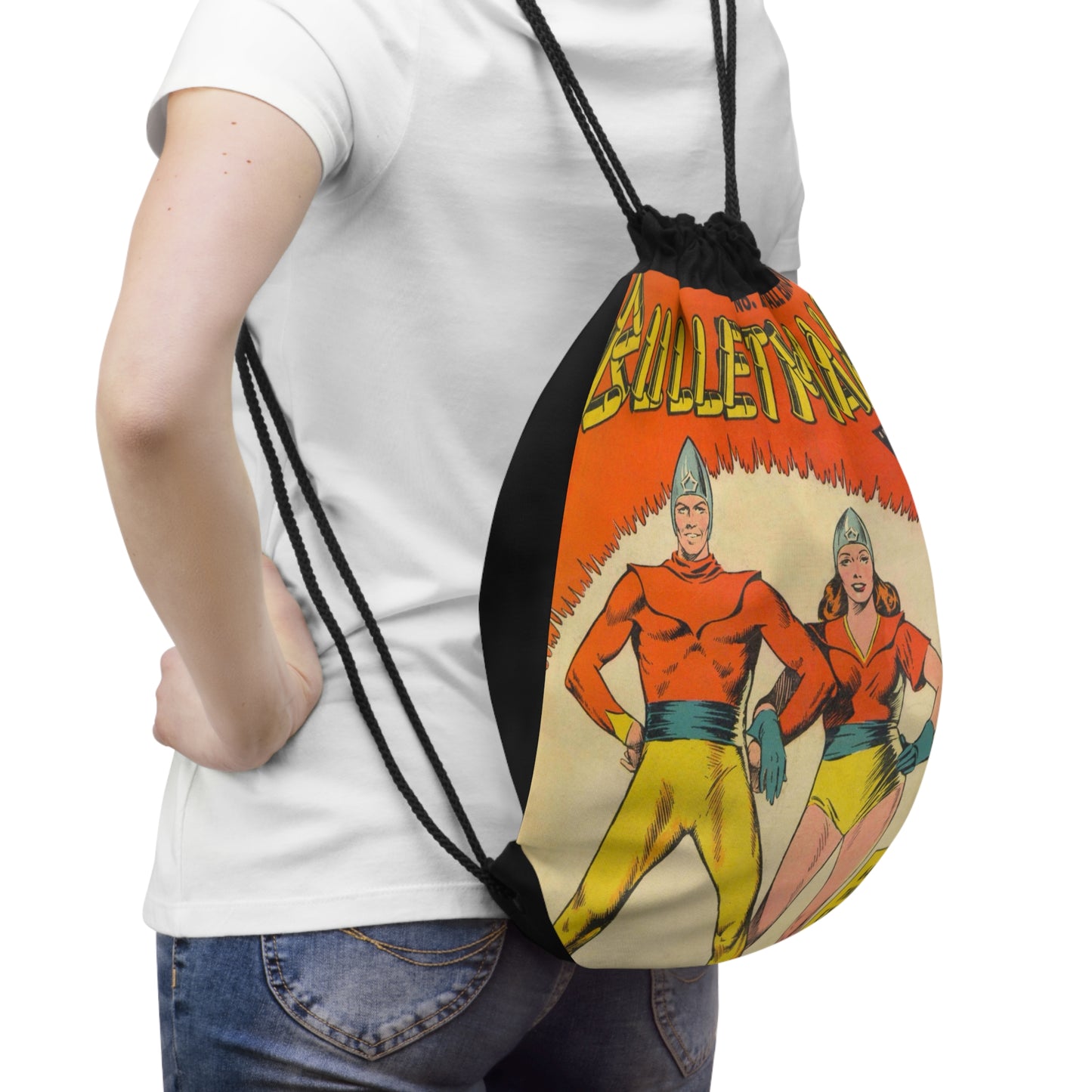 Bulletman 2 Cover Golden Age Lined Drawstring Bag