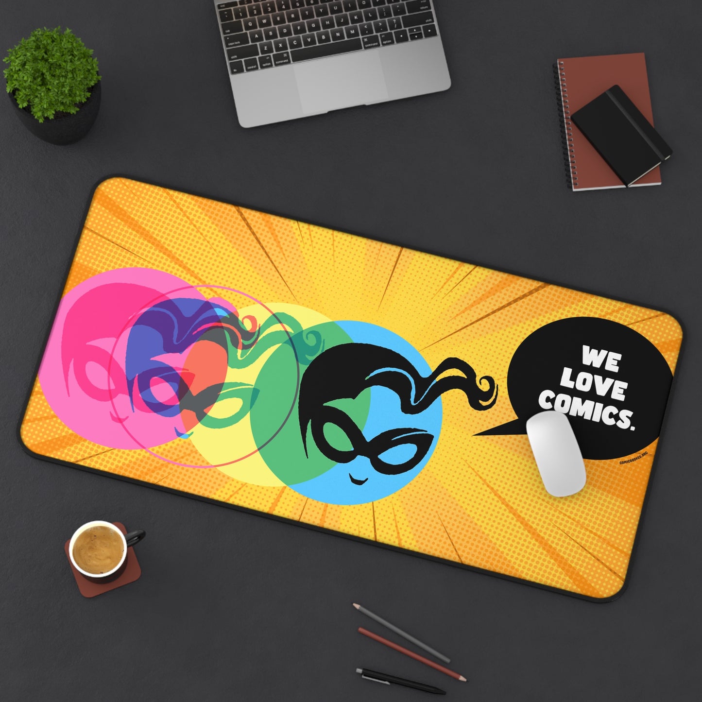 Orange Masked Vigilante We Love Comics ComicBooked! Desk Mat