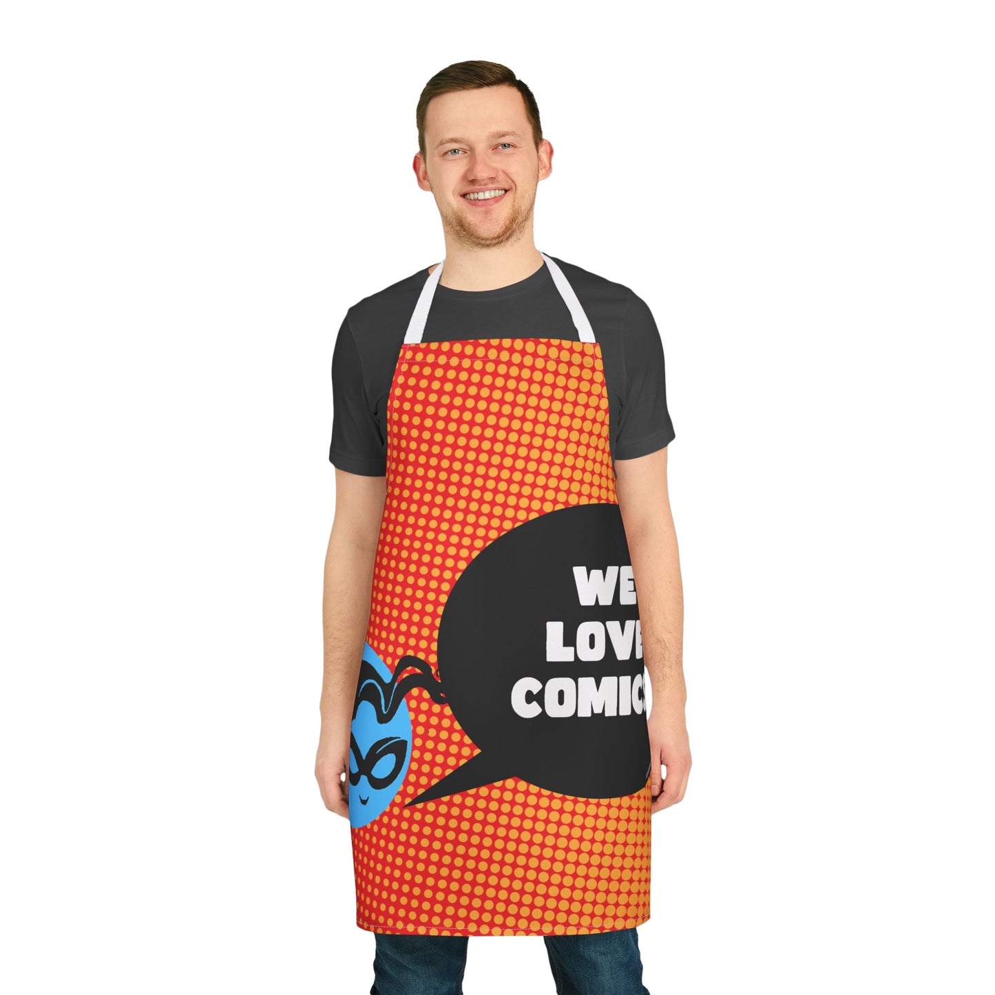 Masked Vigilante We Love Comics Orange Halftone ComicBooked! Apron