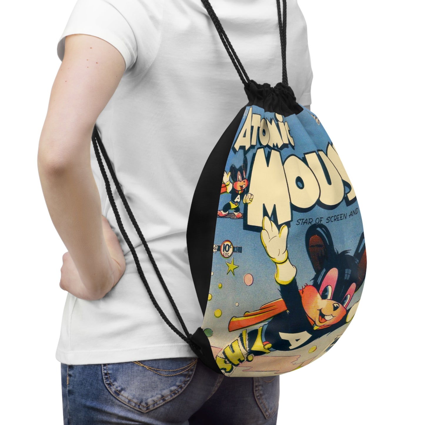 Atomic Mouse 1 Cover Golden Age Lined Drawstring Bag