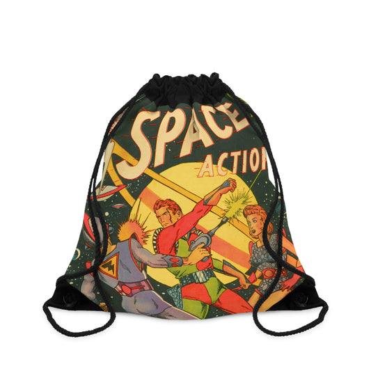 Space Action 1 Cover Golden Age Lined Drawstring Bag