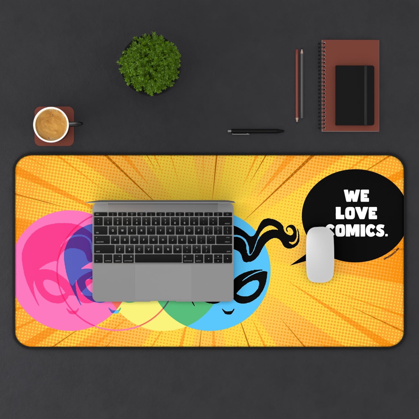 Orange Masked Vigilante We Love Comics ComicBooked! Desk Mat