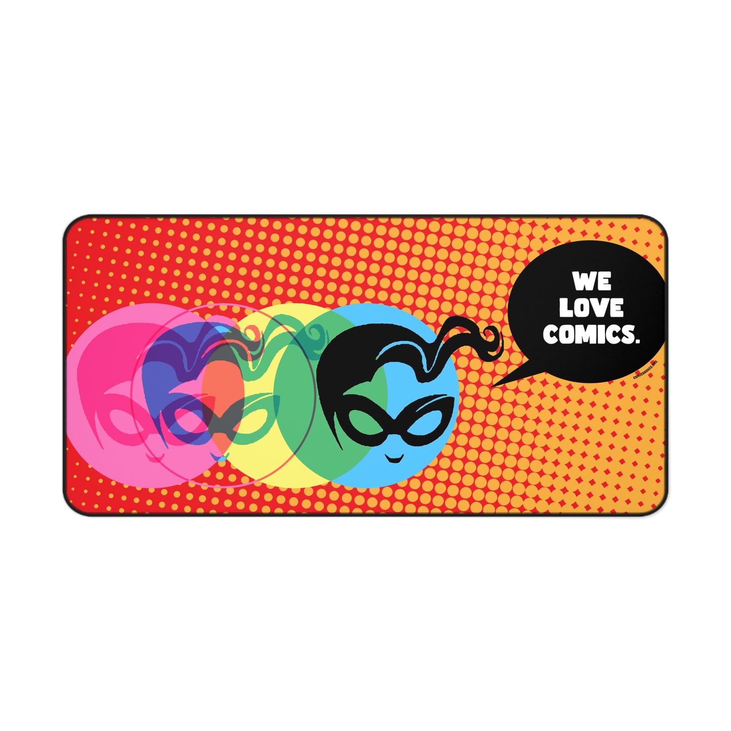 Orange Halftone Masked Vigilante We Love Comics ComicBooked! Desk Mat
