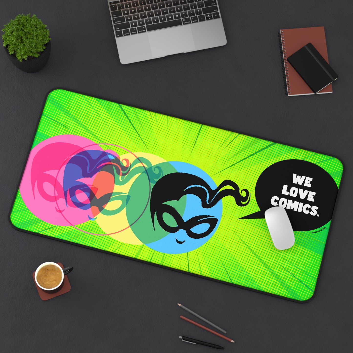 Green Masked Vigilante We Love Comics ComicBooked! Desk Mat