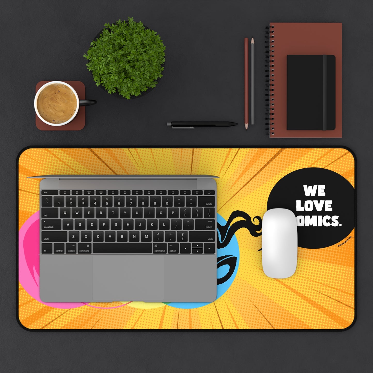 Orange Masked Vigilante We Love Comics ComicBooked! Desk Mat