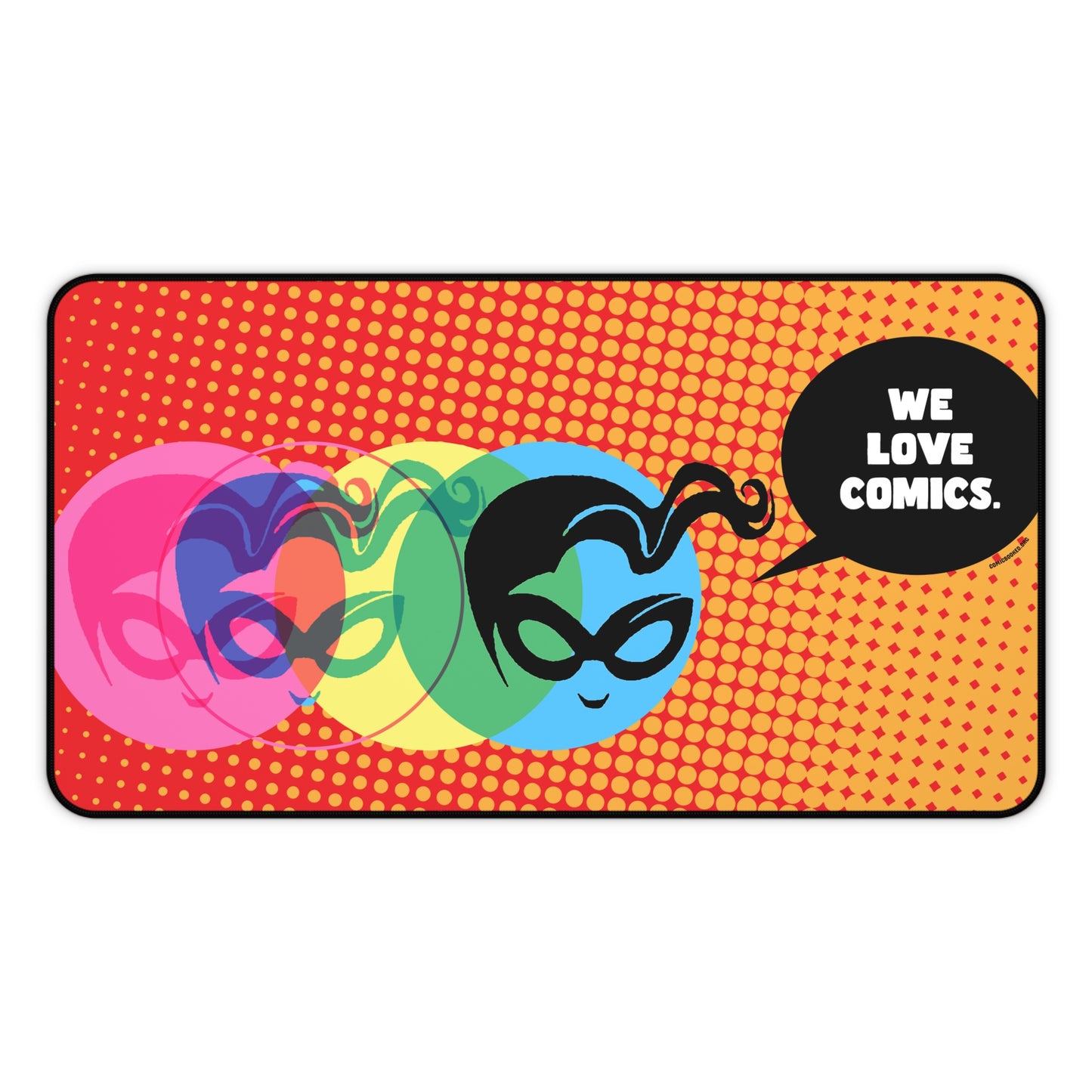 Orange Halftone Masked Vigilante We Love Comics ComicBooked! Desk Mat