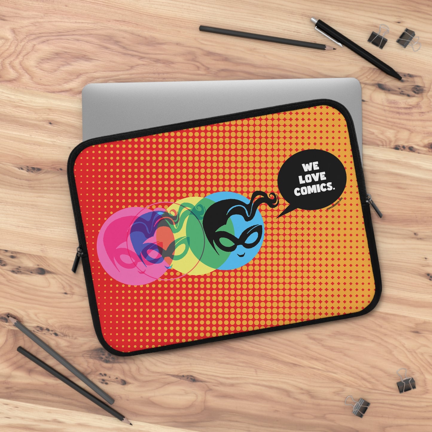 Orange Halftone Masked Vigilante We Love Comics ComicBooked! Laptop Sleeve