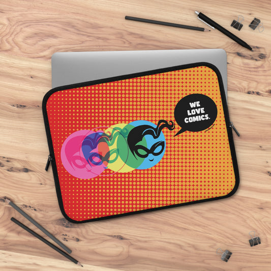 Orange Halftone Masked Vigilante We Love Comics ComicBooked! Laptop Sleeve