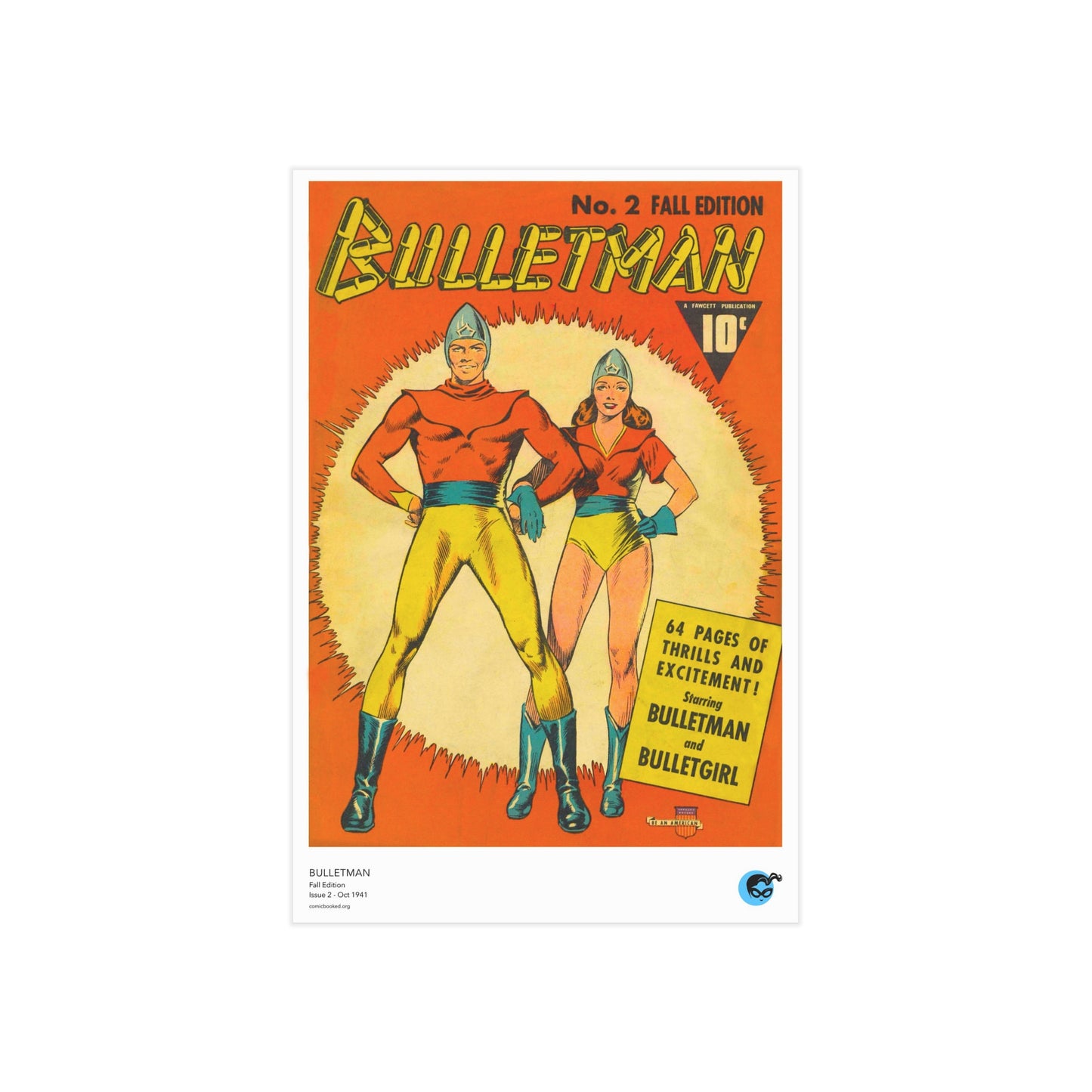 Bulletman 2 Cover Golden Age Mini Print