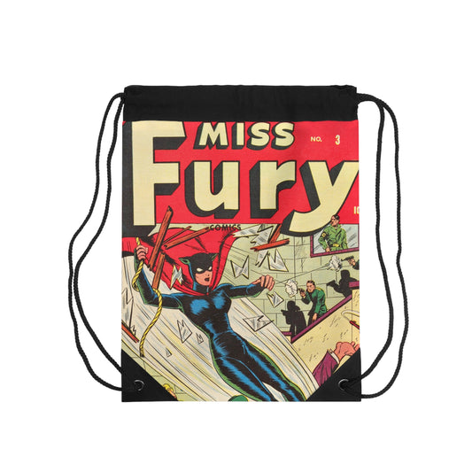 Miss Fury 3 Cover Golden Age Lined Drawstring Bag