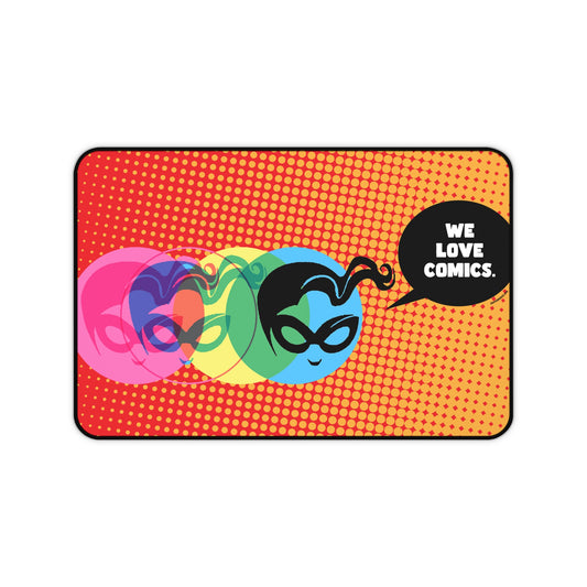 Orange Halftone Masked Vigilante We Love Comics ComicBooked! Desk Mat