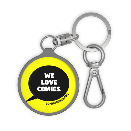 Yellow We Love Comics ComicBooked! Key Ring Tag
