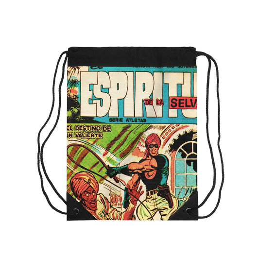 El Espiritu 2 Cover Golden Age Lined Drawstring Bag