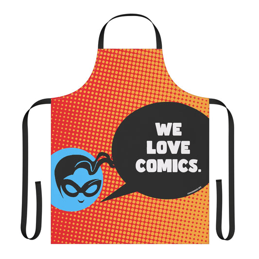 Masked Vigilante We Love Comics Orange Halftone ComicBooked! Apron